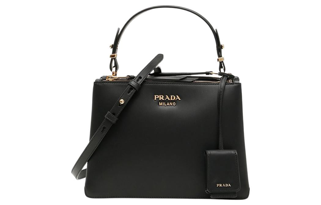 PRADA Leather Portable Crossbody Bag Shoulder Bag Small Size Women's Black