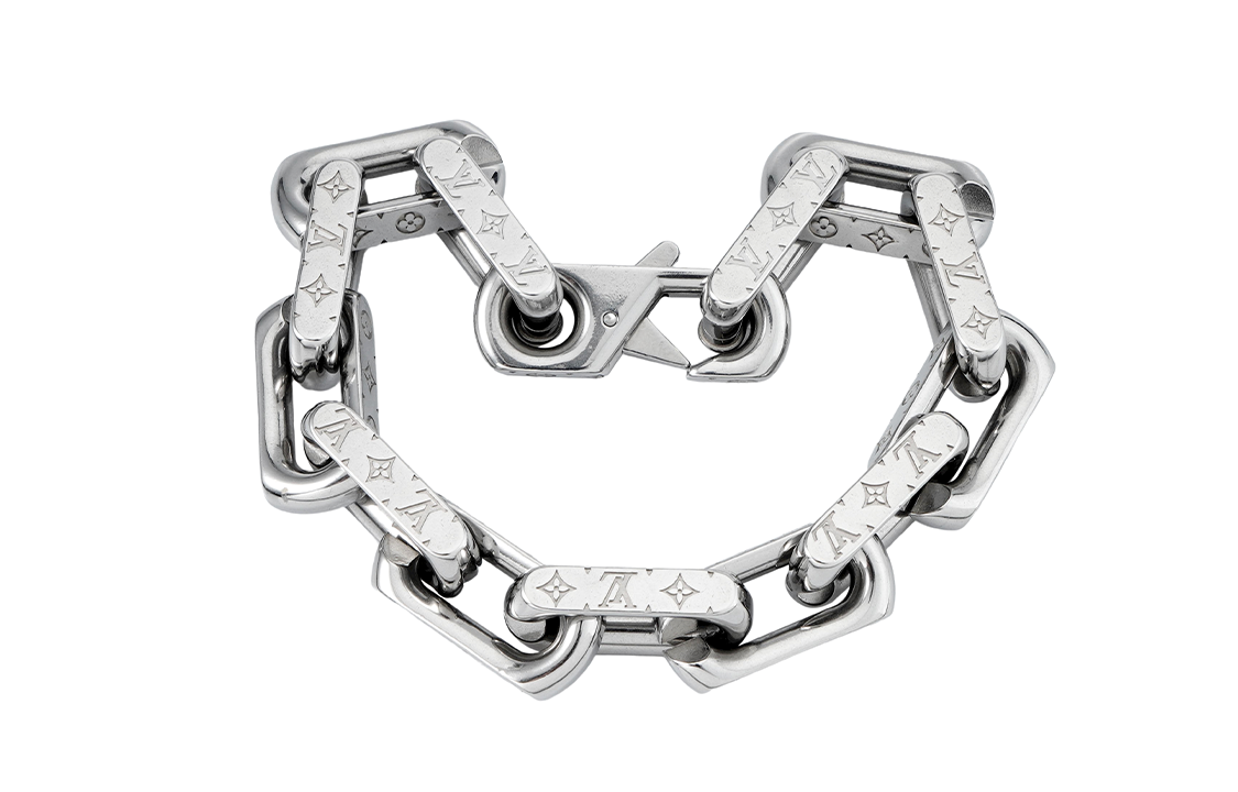 LOUIS VUITTON Chain Bracelet Engraved Monogram
