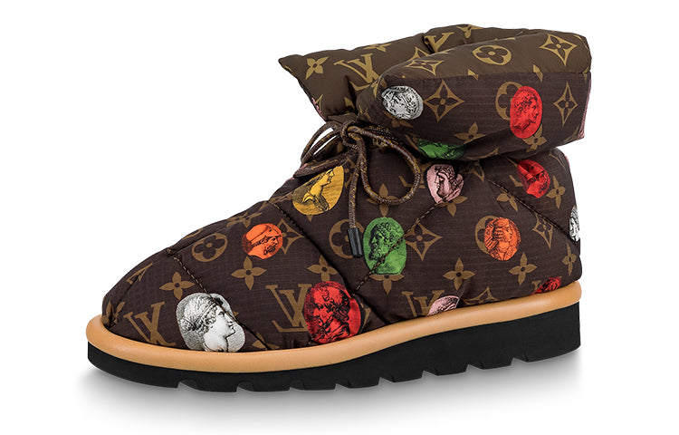 LOUIS VUITTON Pillow Coverage Snow Boots Women's Brown