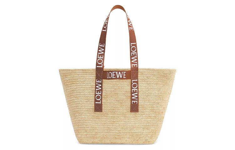 LOEWE Fold Shopper In Raffia Natural/Tan