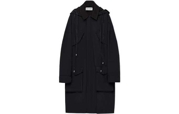 LOEWE Long Sleeved Hooded Drawstring Parka