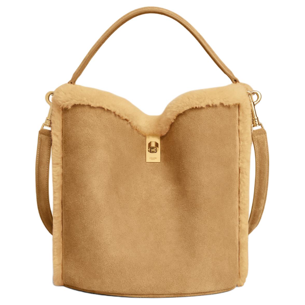 CELINE Suede Calfskin Shoulder Bag Crossbody Bag Handbag Women's Natural