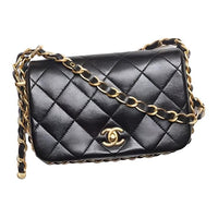CHANEL Polished Lambskin Mouth Cover Bag Crossbody Bag Women's Black