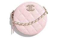 CHANEL 22SS Cow Leather Round Bag Shoulder Bag Crossbody Bag Women's Pink