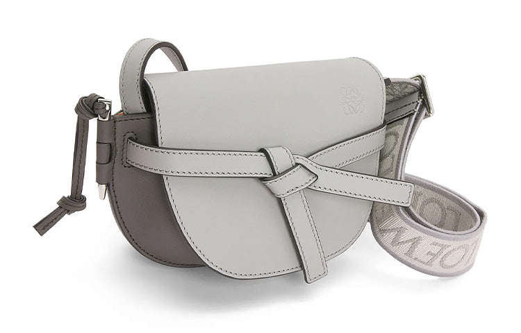 LOEWE Gate Soft Cow Leather Crossbody Bag, Shoulder Bag Women's Pearl Gray & Dark Gray