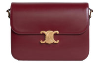 CELINE Triomphe Shiny Cow Leather Shoulder Bag Handbag Shoulder Bag Crossbody Bag Large Size Women's Burgundy