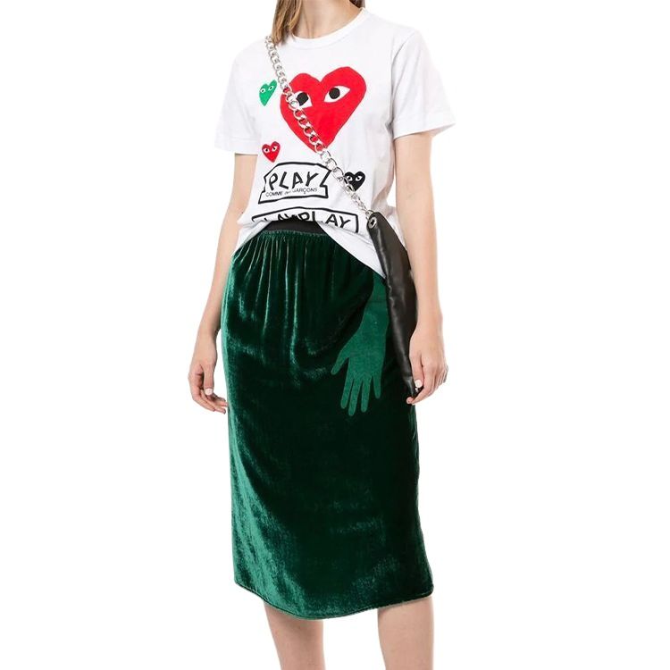 (WMNS) COMME des GARCONS PLAY FW25 Red Multi Logo Short-Sleeve T-Shirt 'White' AZ-T279-051-1