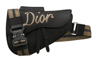 DIOR SaddleCD Diamond Grained Calfskin Crossbody Bag Fanny Pack Shoulder Bag Chest Bag Men's Black