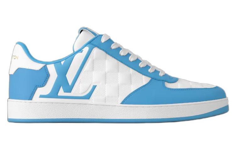 LOUIS VUITTON Rivoli Sneaker Low Top Skateboard Shoes Men's White Blue