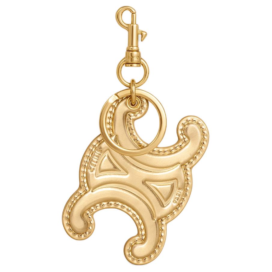 CELINE Calfskin Keychains Women's Gold