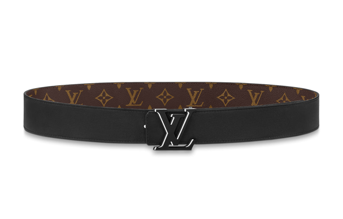 LOUIS VUITTON Logo Double-Sided Patch Smooth Buckle Leather Belts Unisex Brown Width: 4cm