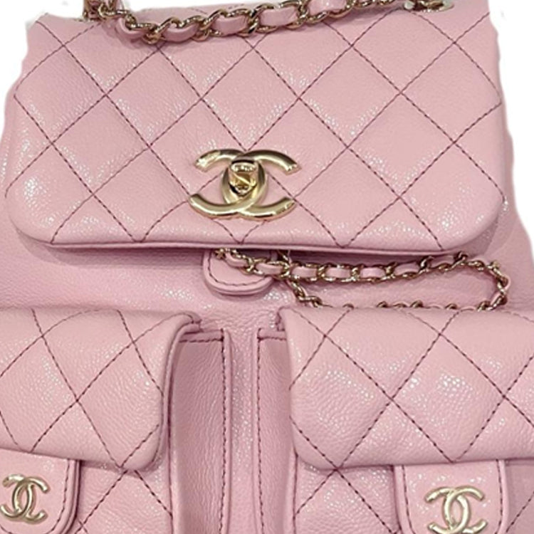 CHANEL Duma Grain Cow Leather Backpack Medium Size Women's Pink