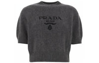 PRADA Logo-intarsia Cropped Wool Jumper