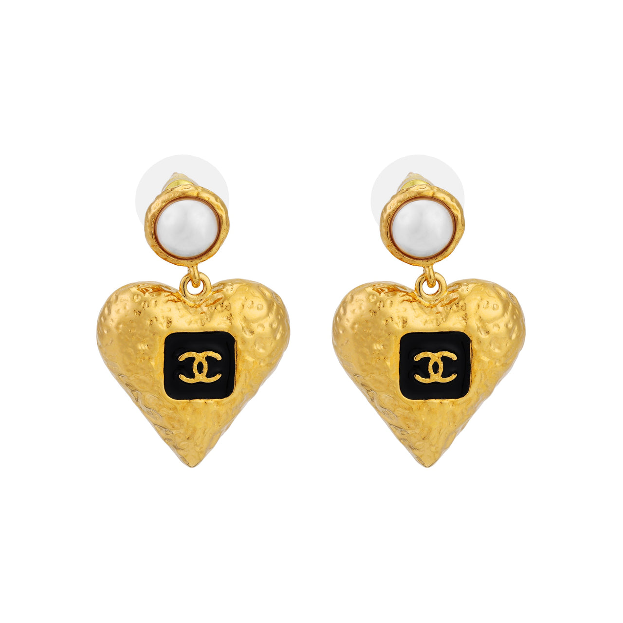 CHANEL Pearl Earrings Unisex Gold