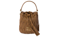 MIU MIU Matelassé Nappa Leather Bucket Bag Handbag Shoulder Bag Crossbody Bag Women's Caramel