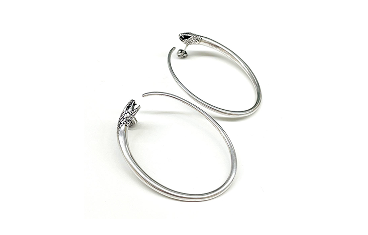 CELINE Brass Earrings Women's Silver