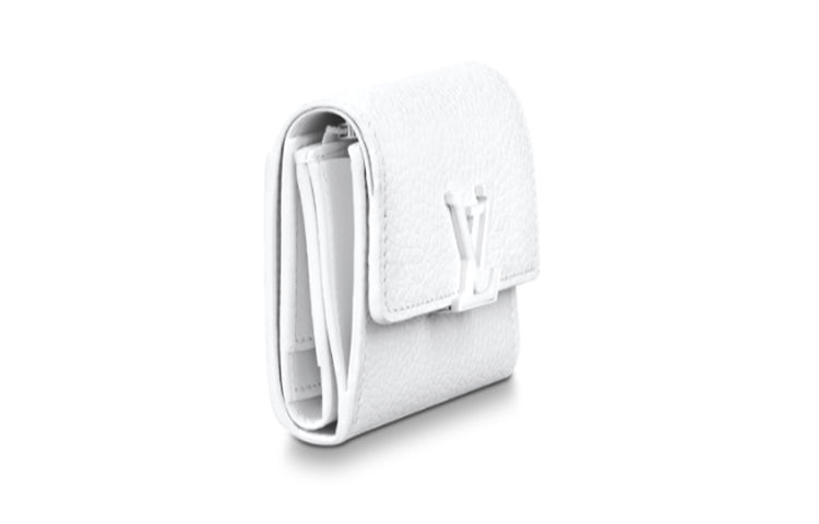 LOUIS VUITTON Capucines Taurillon Leather KapSin Money Clip Wallet Mini Women's White