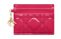 DIOR Lady Dior Patent Leather Calfskin Money Clip Card Holder Card Case Women's Enthusiastic Pink