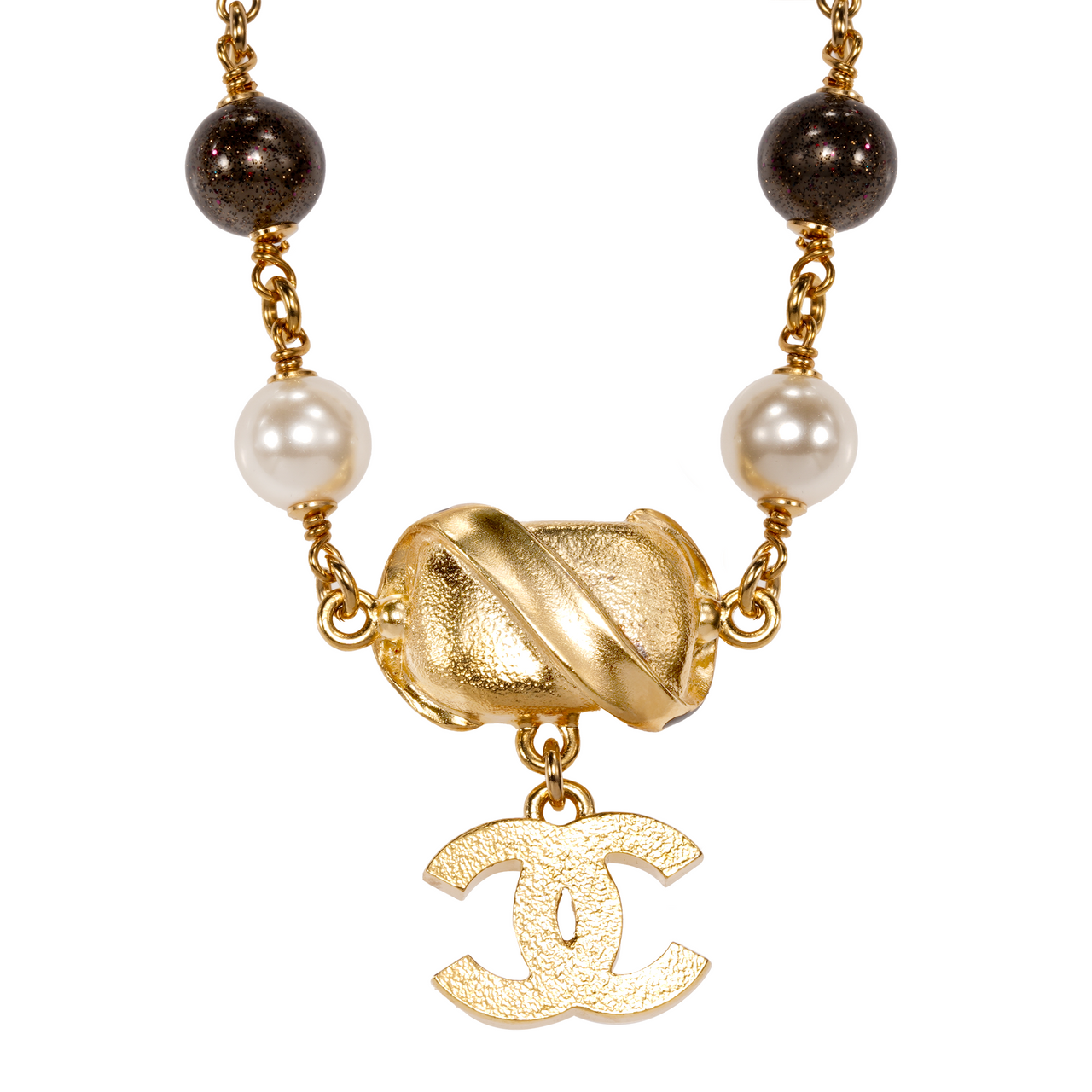 CHANEL Pearl Metal Necklaces Women's Multicolor