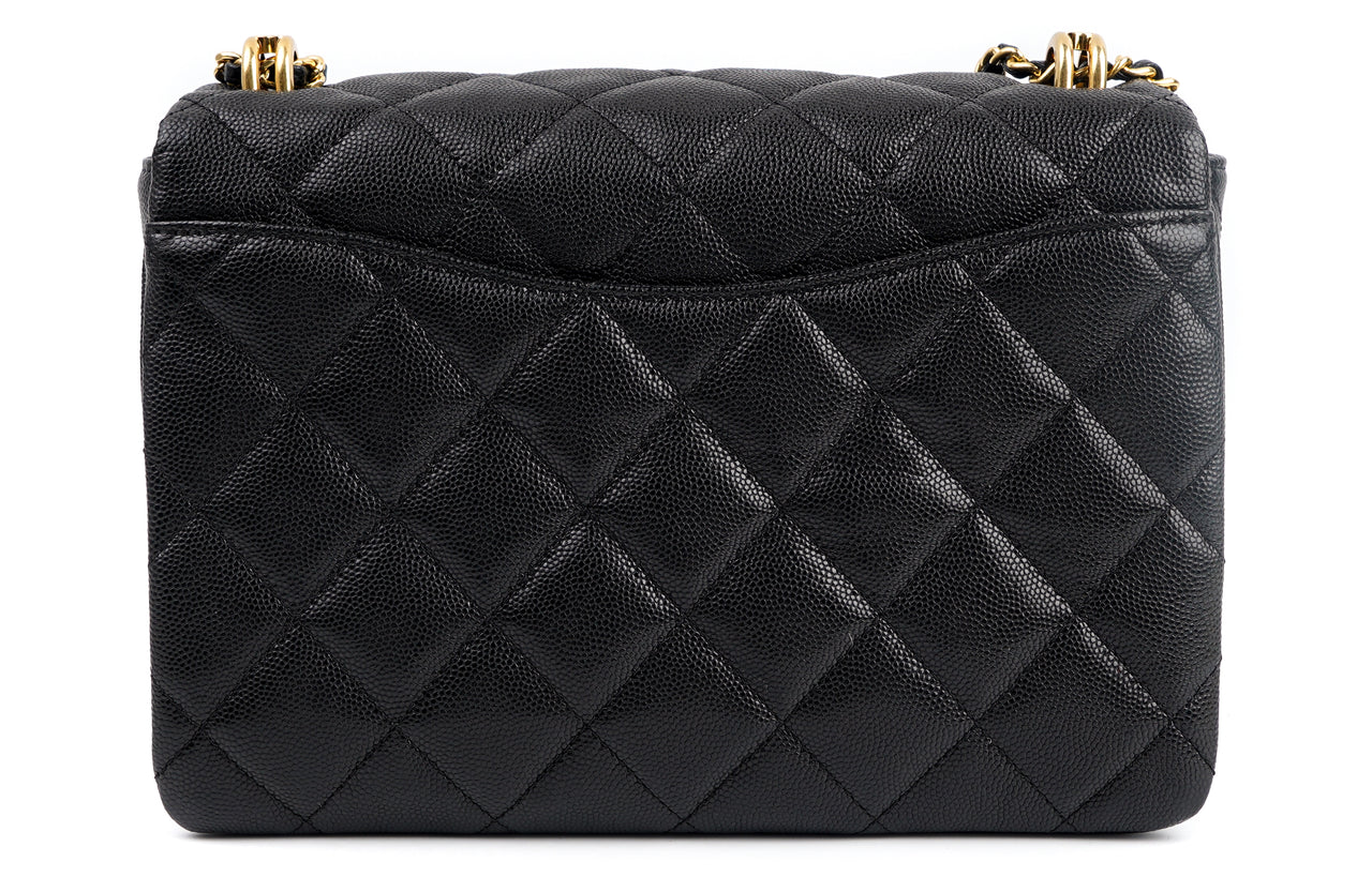 CHANEL 22K Autumn And Winter Litchi Cow Leather Flap Bag, Shoulder Bag, Crossbody Bag Women's Black