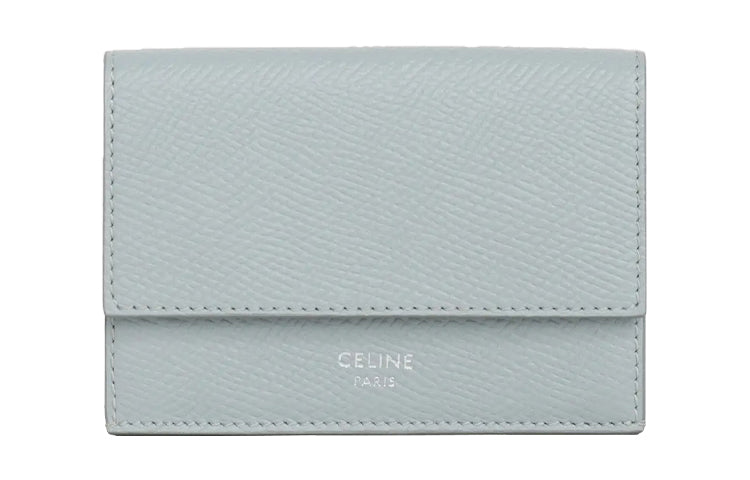 CELINE Grained Calfskin Wallet Women's Light Blue