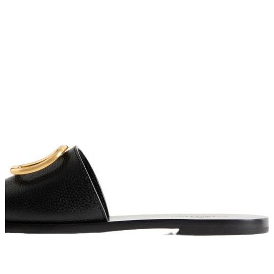 (WMNS) Valentino SS24 Calfskin Point Vlogo Signature Slide Sandal 'Black' S0M21HWS0NO