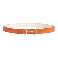 HERMES Calfskin Leather Belts Women's Coconut/Orange Width 2.4CM