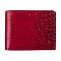 LOUIS VUITTON Leather Trim Card Holder Men's Red