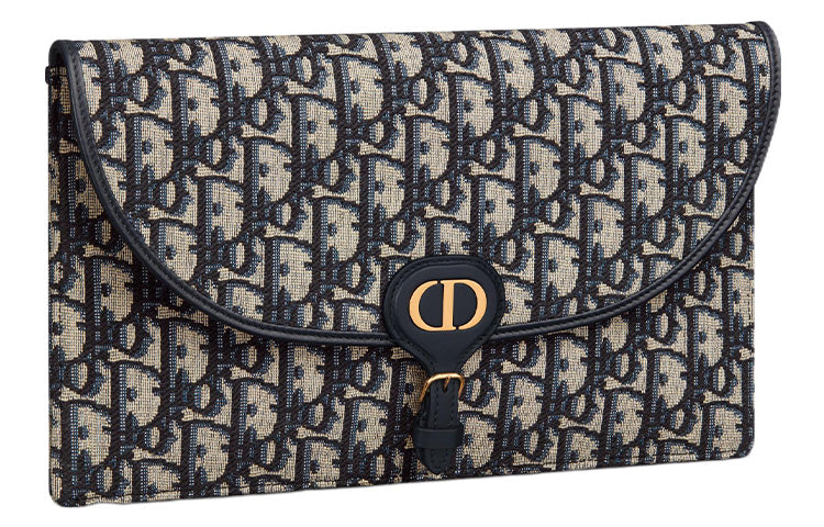 DIOR Bobby Jacquard Fabric Clutch Women's Blue
