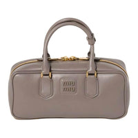 MIU MIU Arcadie Series Calfskin Bowling Bag, Shoulder Bag, Crossbody Bag, Handbag Tubas Women's Clay Gray