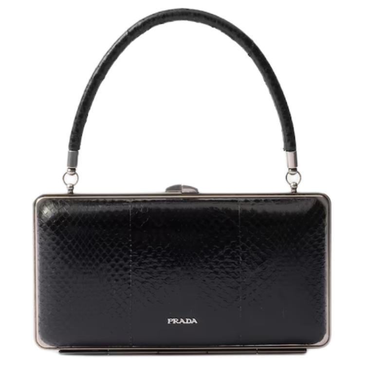 PRADA Leather Portable One Shoulder Clutch Regular Women's Black