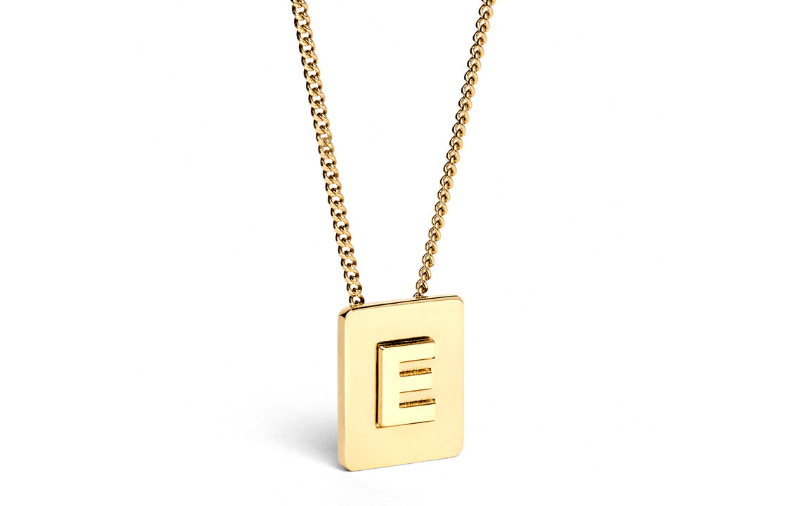 CELINE Alphabet E Necklace In Brass With Gold Finish