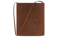 CELINE Triomphe Arc De Triomphe Cow Leather Suede Bucket Bag, Shoulder Bag, Crossbody Bag Men's Brown