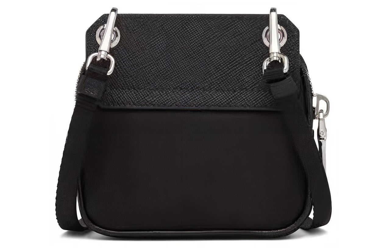 PRADA Saffiano Leather Trim Shoulder Bag, Crossbody Bag Men's Black