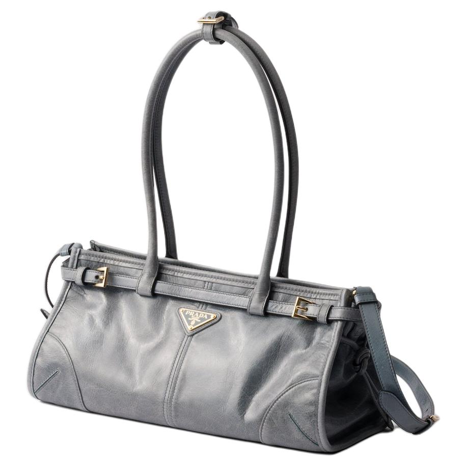 PRADA Calfskin Handbag, Shoulder Bag Medium Size Women's Air Force Blue