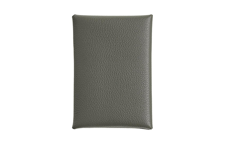 HERMES CalviCalvi Duo Evercolor Calfskin Card Holder Women's 0L Grismeyer Cumulonimbus Gray