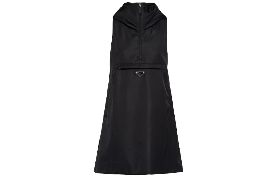 PRADA Triangle Logo Hooded Minidress