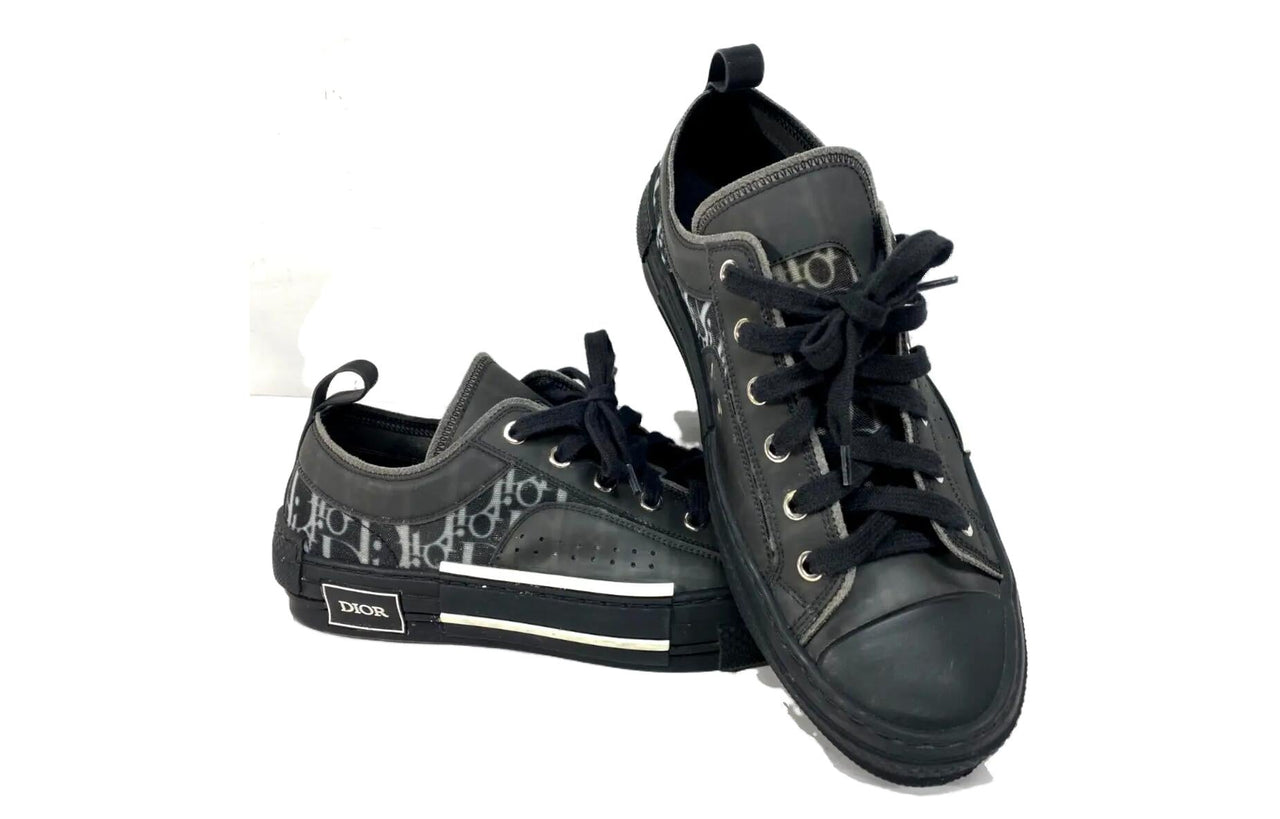DIOR B23 Oblique Non-slip Lightweight Low-Top Canvas Shoes Men's Black White