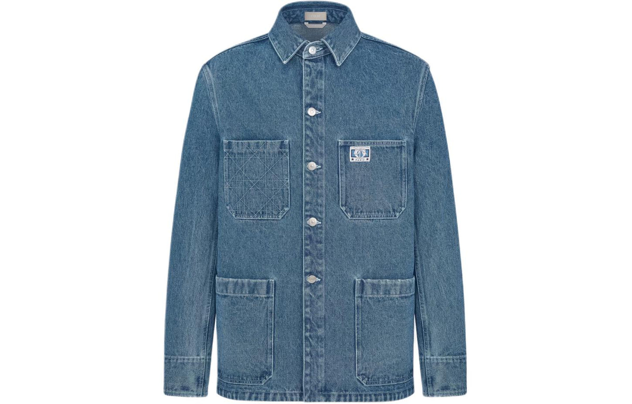 DIOR Logo Embroidered Denim Overshirt