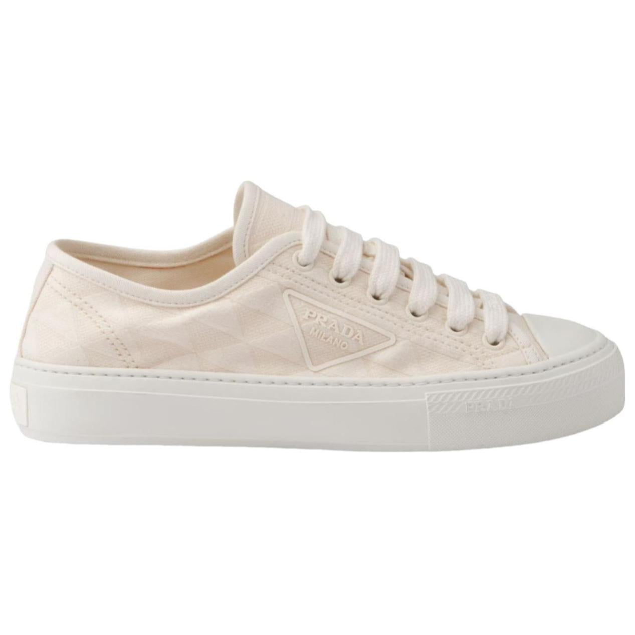 PRADA Triangle-logo Canvas Sneakers