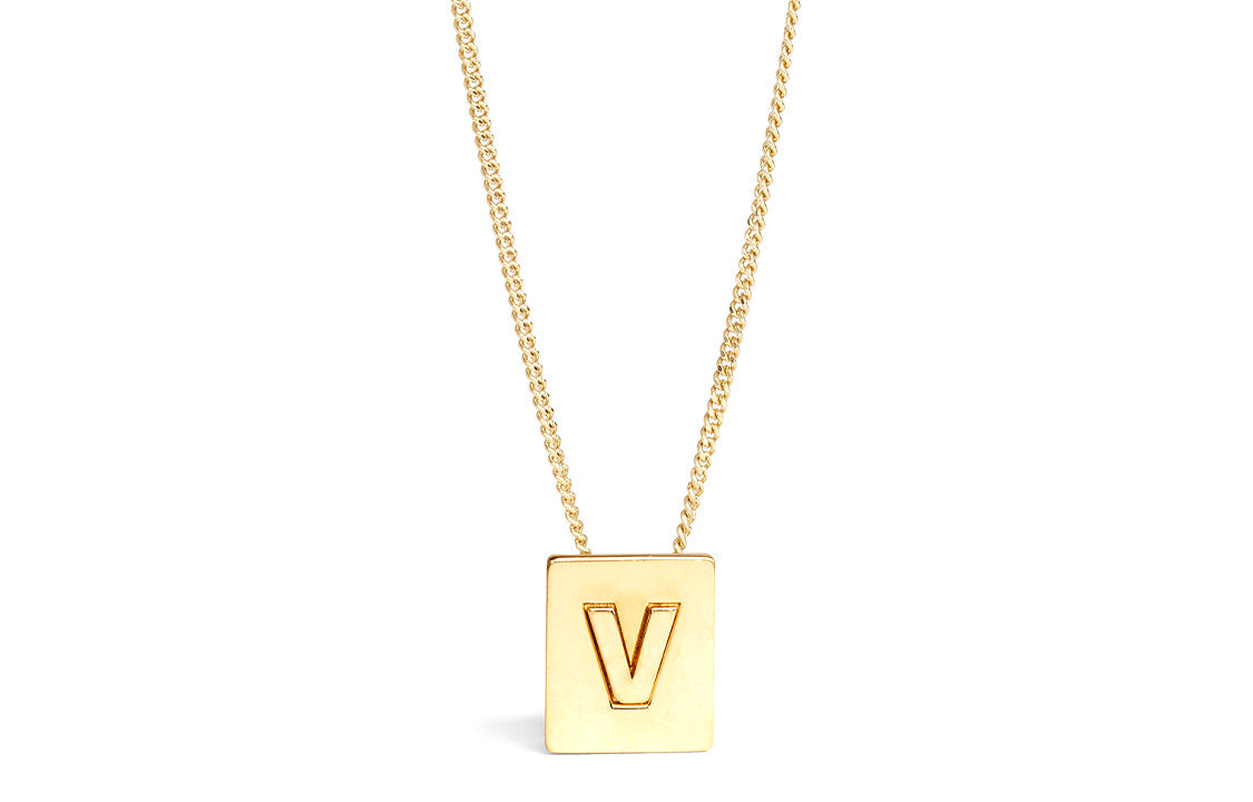 CELINE Alphabet V Necklace In Brass With Gold Finish