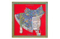 HERMES Silk Scarves Women's Red Blue/Gold