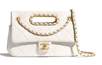 CHANEL Sheepskin Shoulder Bag Women's White