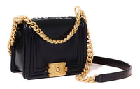 CHANEL 22C Spring LEBOY Smooth Finish Calfskin With Gold Metal Shoulder Bag Crossbody Bag Mini Women's Black