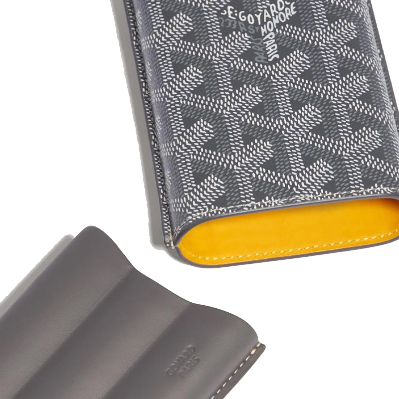 GOYARD Churchill Canvas With Heifer Skin Dog's Teeth Cigar Box Bag Merch Unisex Gray