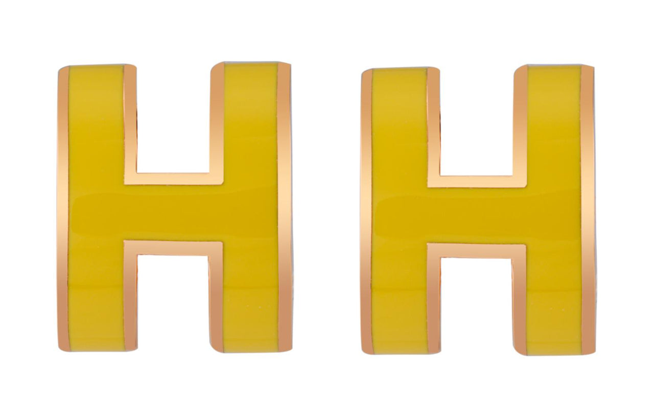 HERMES Metal Rose Gold-Plated Earrings Women's Yellow