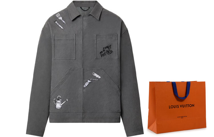 LOUIS VUITTON Jacket Men's Black Gray Color