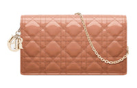 DIOR Lady Dior Patent Leather Cowhide Card Holder Coin Purse Clutch Crossbody Bag Shoulder Bag Women's Rose Pink