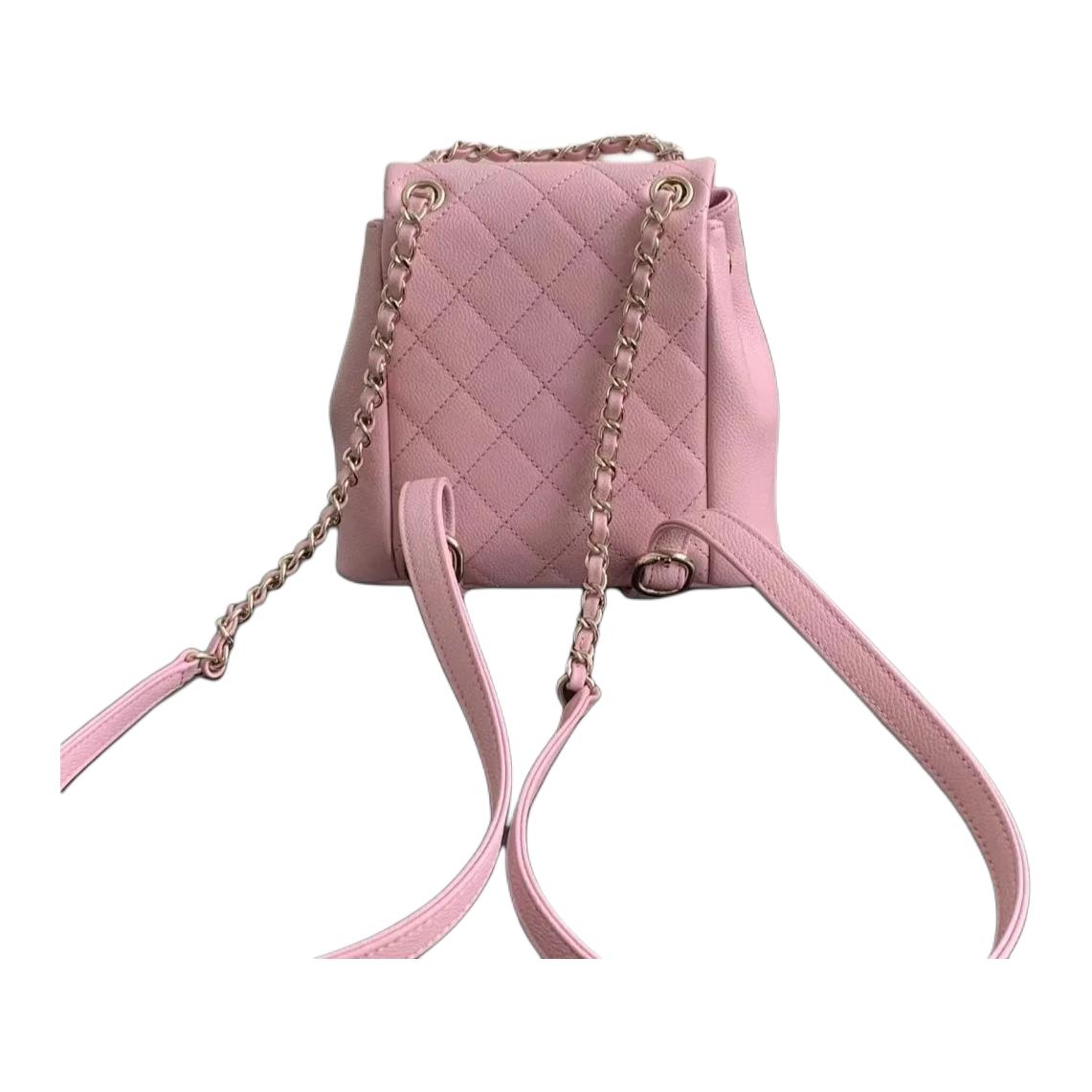 CHANEL Duma Grained Cow Leather With Metal Accents Backpack Small Size Women's Pink