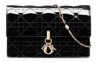 DIOR Lady Dior Calfskin Clutches Shoulder Bag Crossbody Bag Women's Black